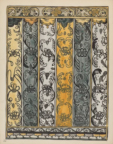 Plate 22: Wall Decoration, Laguna: From Portfolio "Spanish Colonial Designs of New Mexico" by American 20th Century, index of american design, 1935-1942