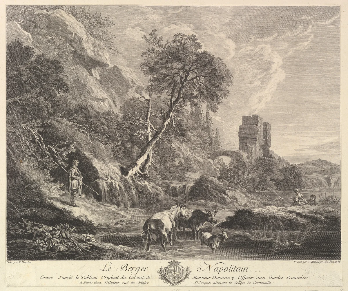 Neapolitan Shepherd by Jean Daullé, print, 1758