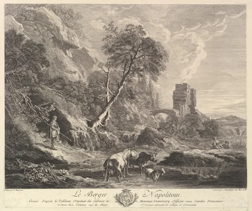 Neapolitan Shepherd by Jean Daullé, print, 1758