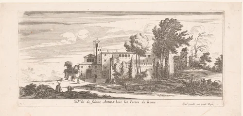 Gezicht op de Sant'Agnese buiten de muren by Israël Silvestre, print, 1631-1661