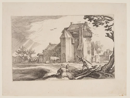 Plate 15, from Landscapes with Farmhouses by Boëtius Adamsz. Bolswert, print, 1614