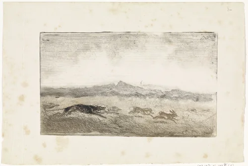 Hazenjacht by Johannes Tavenraat, print, 1819-1881
