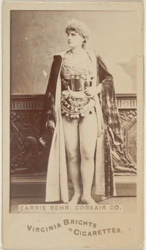Carrie Behr, Corsair Co., from the Actors and Actresses series (N45, Type 6) for Virginia Brights Cigarettes by Allen & Ginter, photograph, 1885-1891