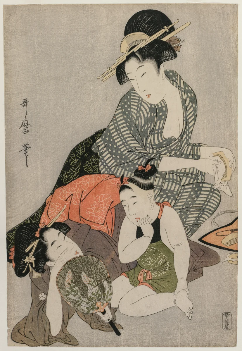 Cleaning Combs by Kitagawa Utamaro (喜多川歌麿), print, 1797-1799