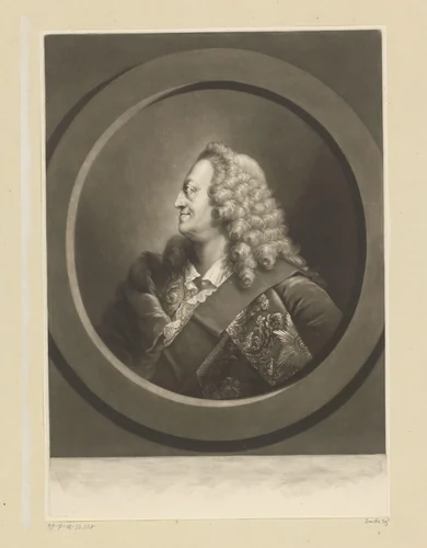 Portret van George II, koning van Groot-Brittannië by Richard Houston, print, 1753-1775