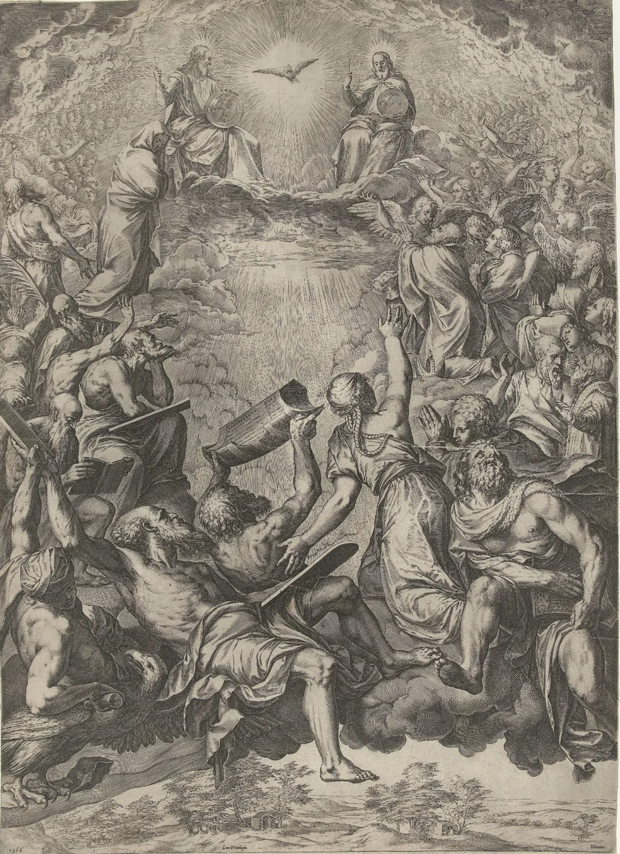 Triomf van de Heilige Drieëenheid (La Gloria) by Cornelis Cort, print, 1566