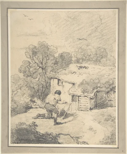 Landscape with Figure by George Morland, drawing, 1780-1820