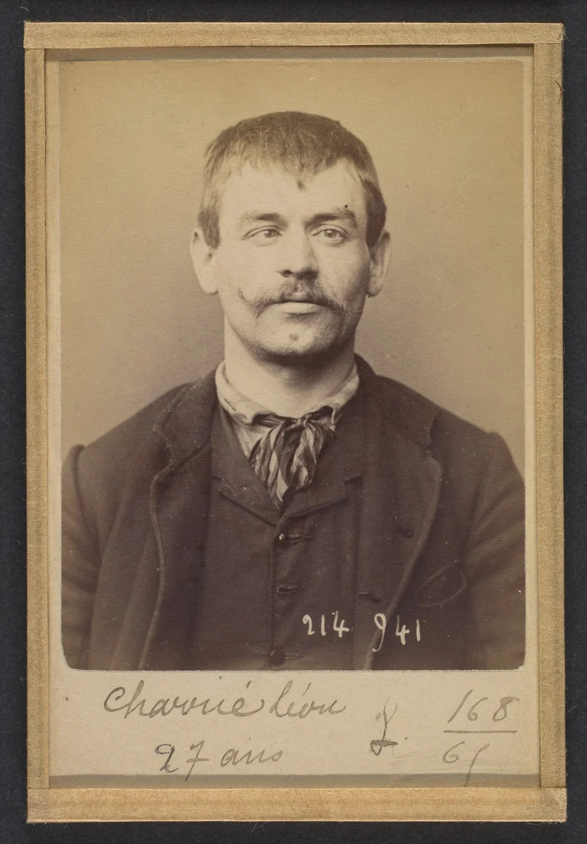 Charrié. Léon, Joseph. 27 ans, né à Paris XVllle. Garçon Plombier. Anarchiste. 1/3/94. by Alphonse Bertillon, photograph, 1894