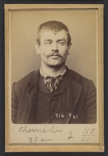 Charrié. Léon, Joseph. 27 ans, né à Paris XVllle. Garçon Plombier. Anarchiste. 1/3/94. by Alphonse Bertillon, photograph, 1894