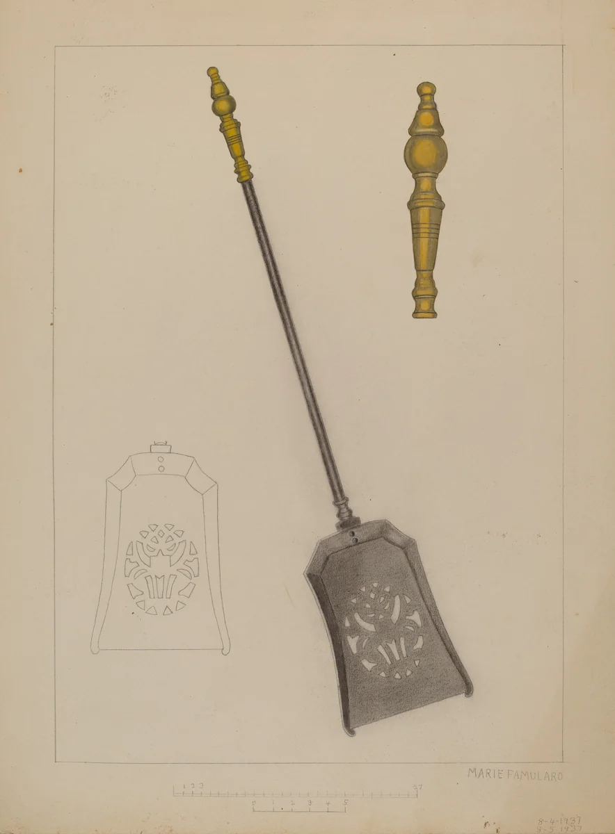 Fire Shovel by Marie Famularo, index of american design, 1937