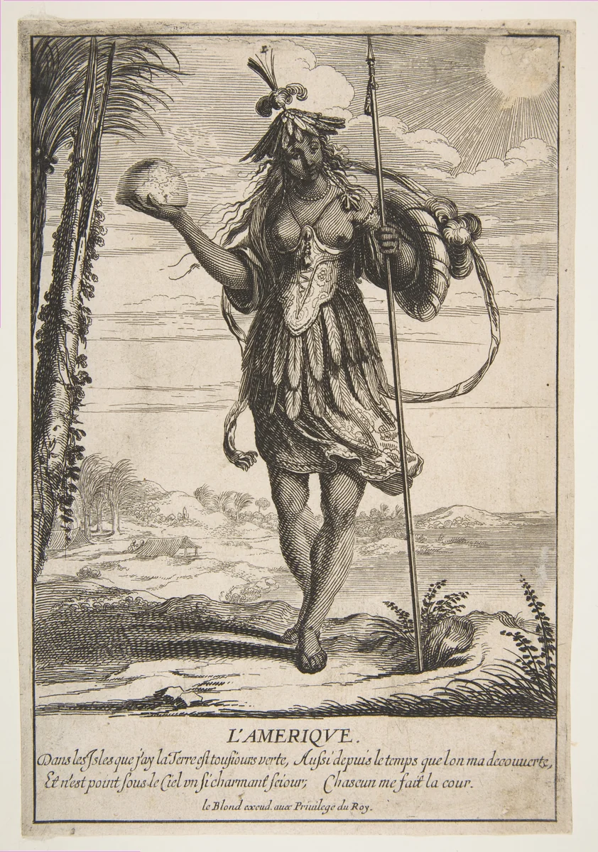 Allegory of America, from "The Four Continents" by Abraham Bosse, print, 1630-1666