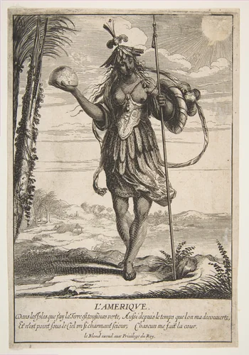 Allegory of America, from "The Four Continents" by Abraham Bosse, print, 1630-1666
