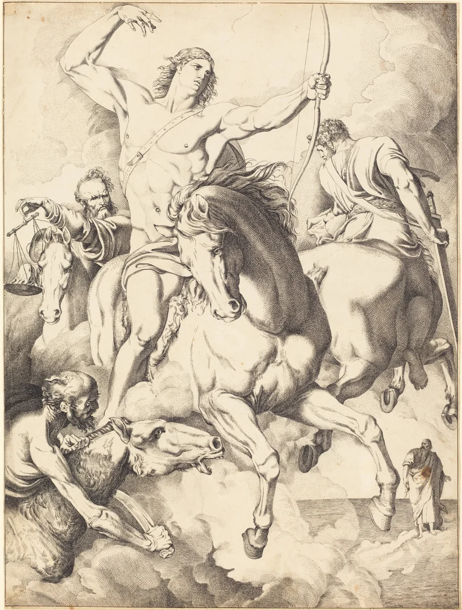 Vidi, quod aperuisset agnus... (The Four Horsemen of the Apocalypse) by Luigi Sabatelli, drawing, 1809-1810