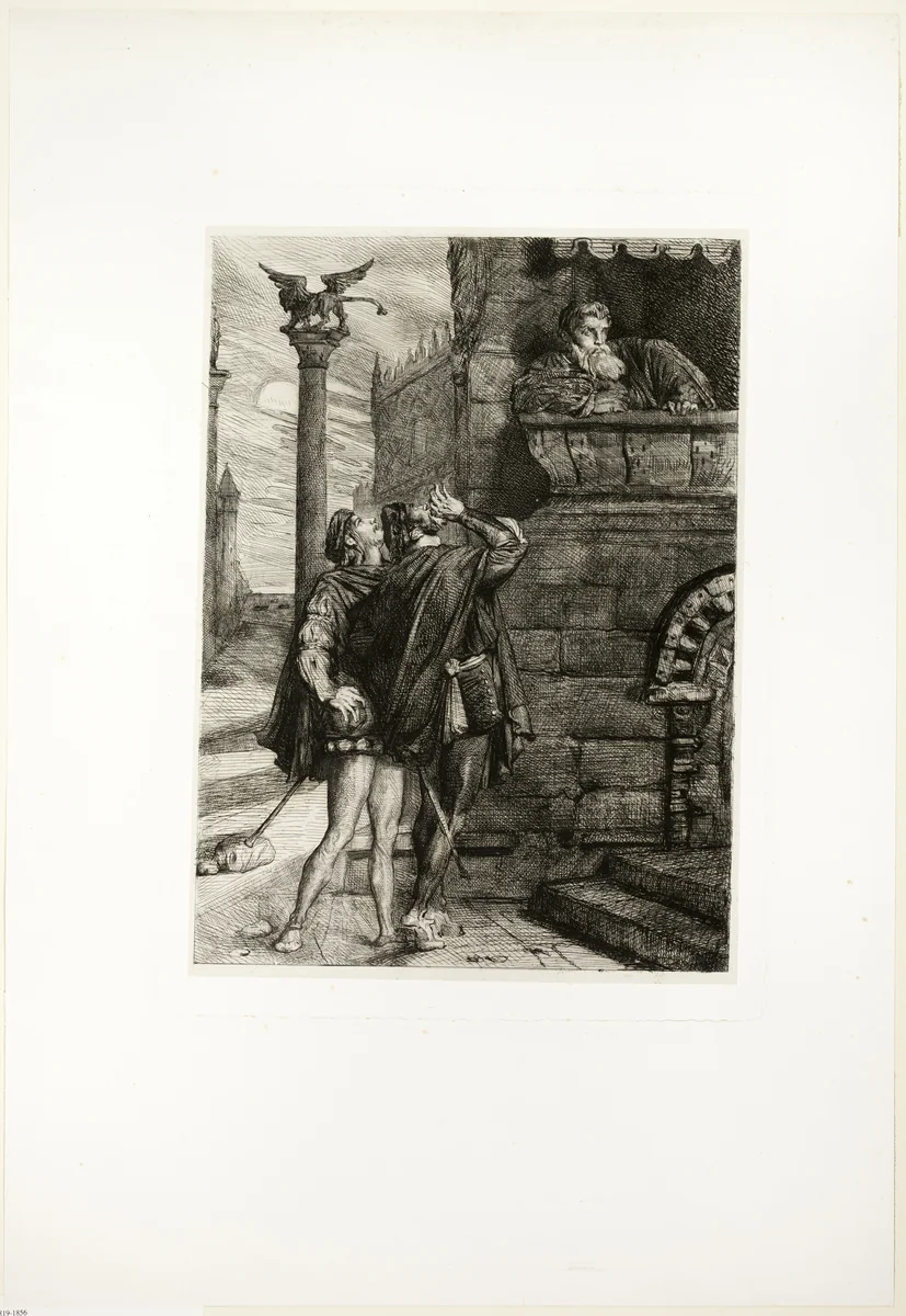 Owake! what ho! Brabantio! thieves! thieves!, plate one from Othello by Théodore Chassériau, print, 1844