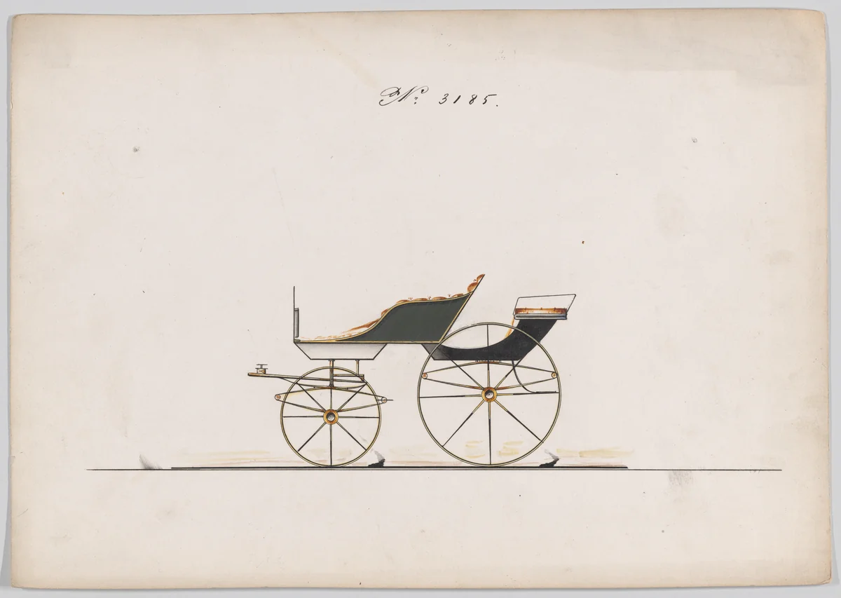 Design for Pony Phaeton, no. 3185 by Brewster & Co., drawing, 1876