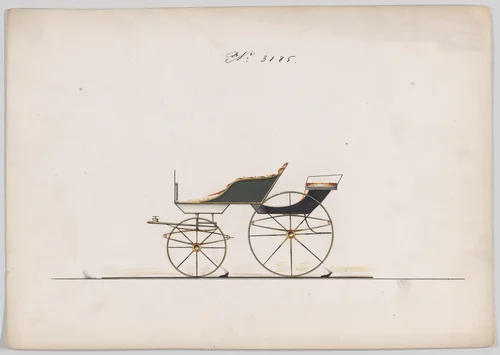 Design for Pony Phaeton, no. 3185 by Brewster & Co., drawing, 1876