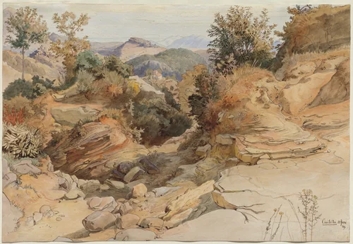 The Sabine Hills and Rocca Santo Stefano, Seen from Civitella by Victor Paul Mohn, drawing, 1869