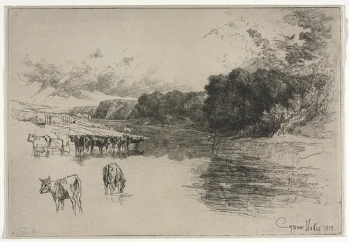 A Lancashire River by Francis Seymour-Haden, print, 1881