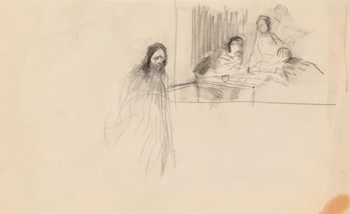 Christ at Emmaus by Jean-Louis Forain, drawing, 1902