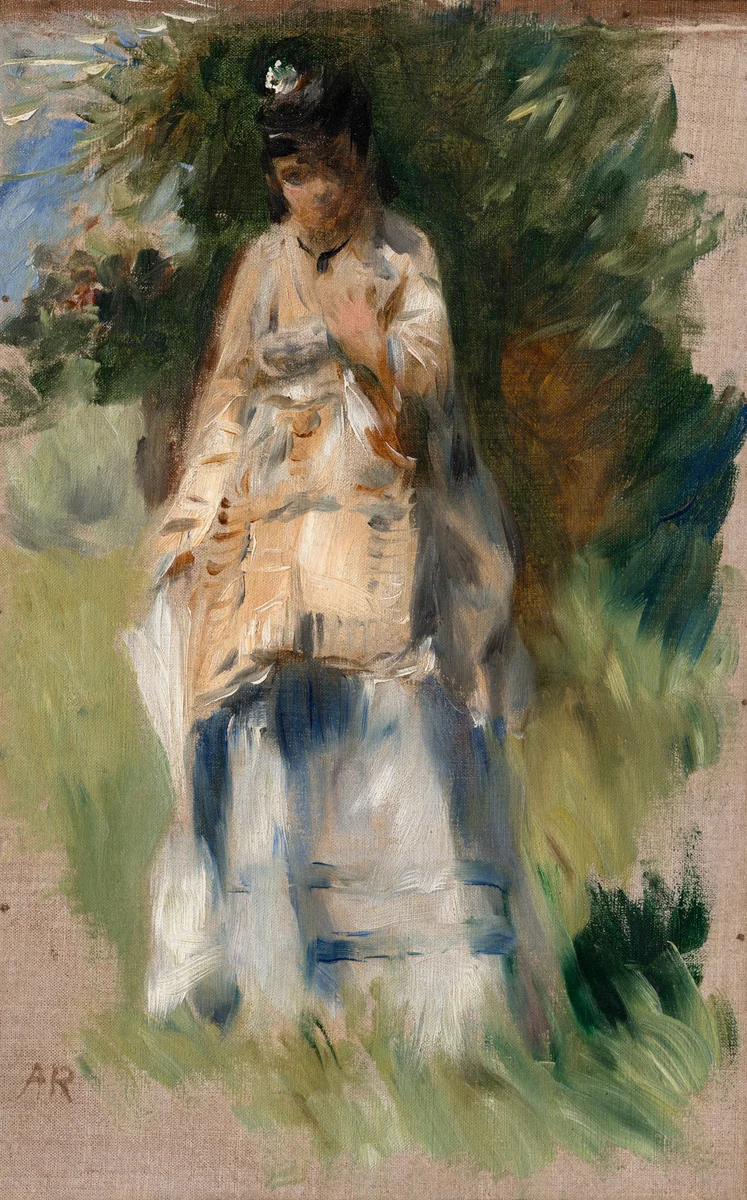 Woman Standing by a Tree by Auguste Renoir, painting, 1866