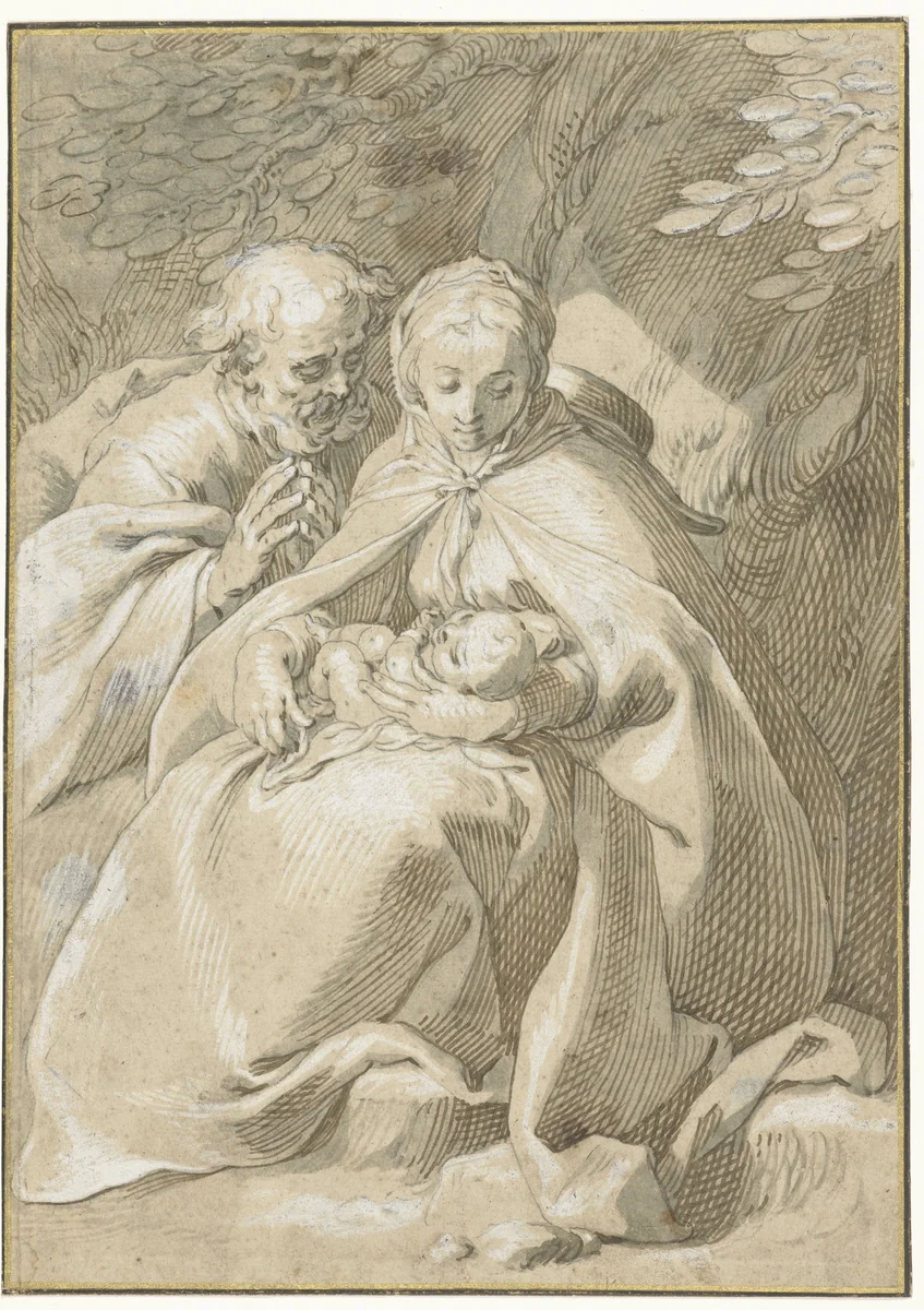 De heilige Familie by Abraham Bloemaert, drawing, 1574-1651