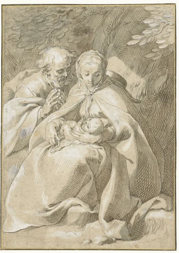 De heilige Familie by Abraham Bloemaert, drawing, 1574-1651