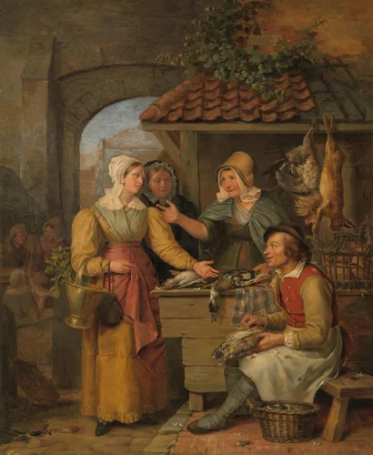 The Poultry Stall by Willem Jodocus Mattheus Engelberts, painting, 1830