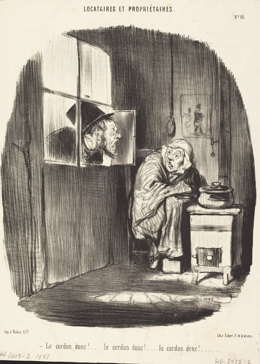 Le Cordon donc!... by Honoré Daumier, print, 1847
