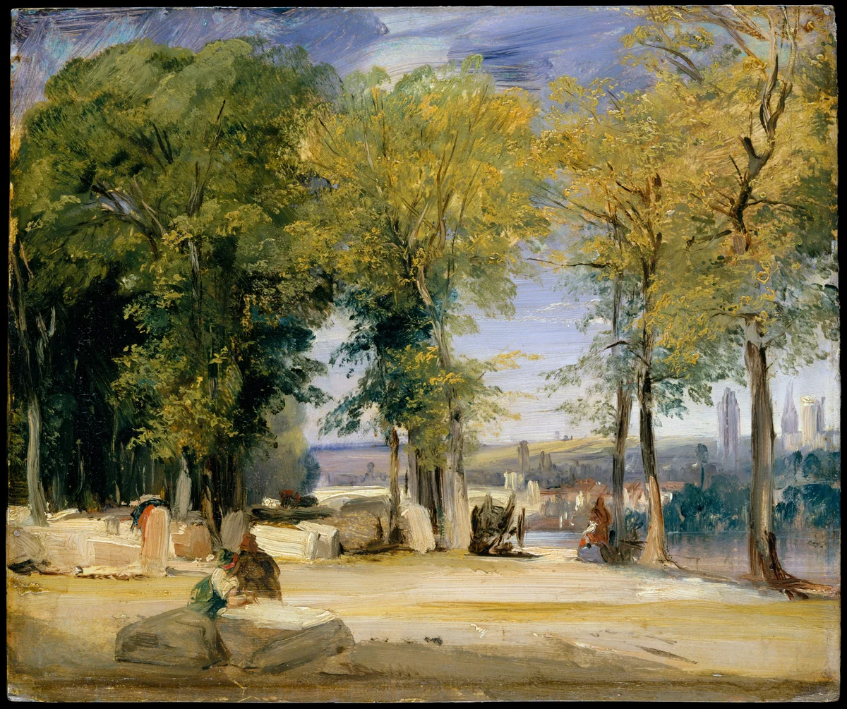 View near Rouen by Richard Parkes Bonington, painting, 1820-1830