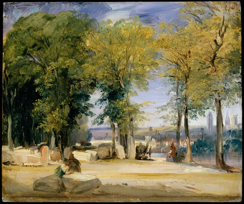 View near Rouen by Richard Parkes Bonington, painting, 1820-1830
