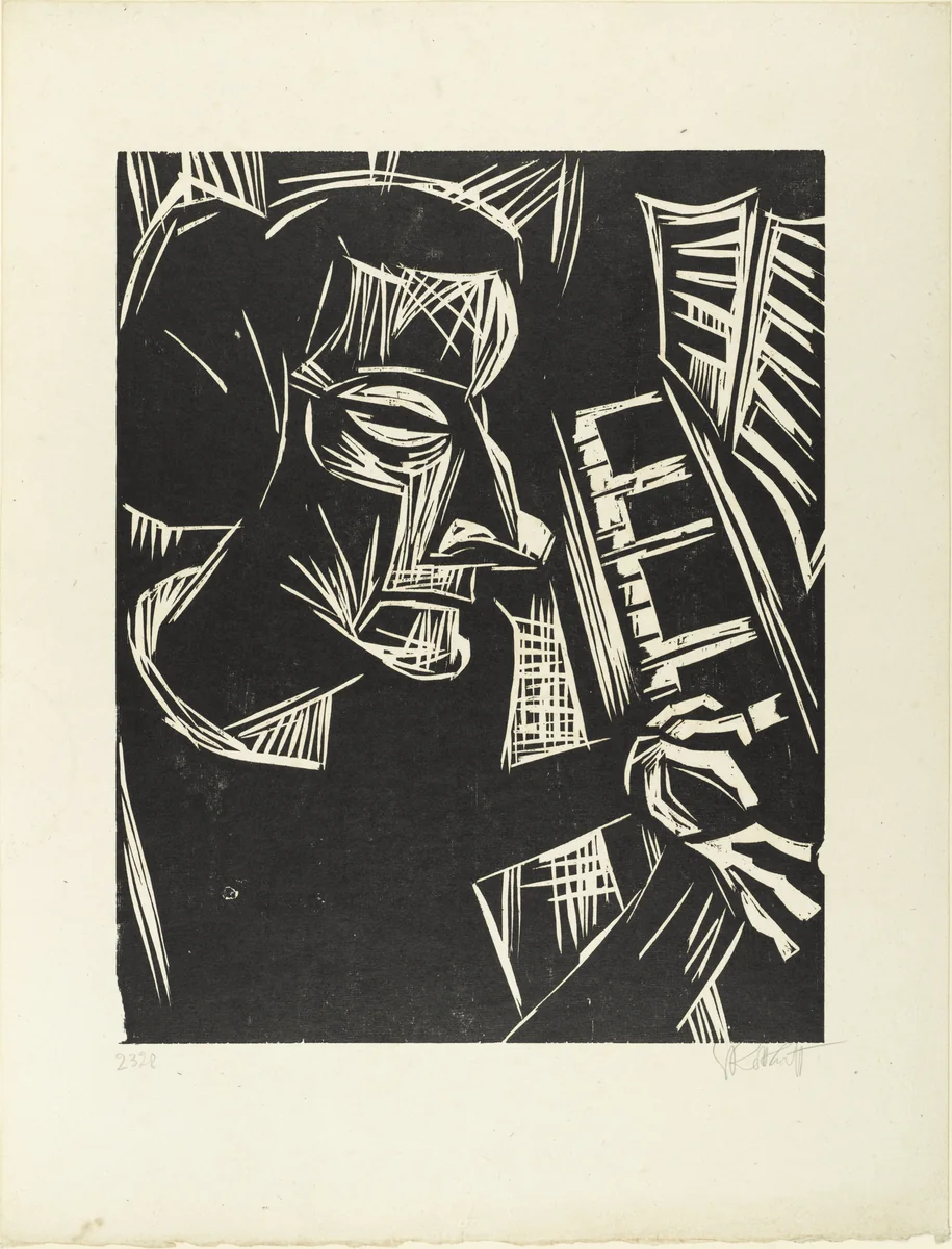 Woman at the Piano (Frau am Klavier) by Karl Schmidt-Rottluff, print, 1923