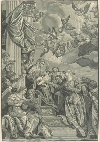 Mystic Marriage of Saint Catherine by John Baptist Jackson, print, 1740