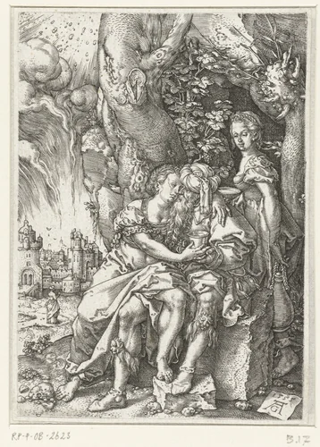 Lot en zijn dochters by Unknown, print, 1555