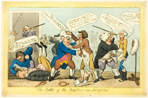 Battle of Barbers and Surgeons by Isaac Cruikshank, print, 1797