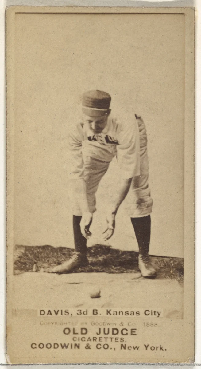 James J. "Jumbo" Davis, 3rd Base, Kansas City Cowboys, from the Old Judge series (N172) for Old Judge Cigarettes by Goodwin & Company, photograph, 1888