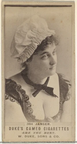 Card Number 384, Miss Janser, from the Actors and Actresses series (N145-5) issued by Duke Sons & Co. to promote Cameo Cigarettes by W. Duke, Sons & Co., photograph, 1880-1889
