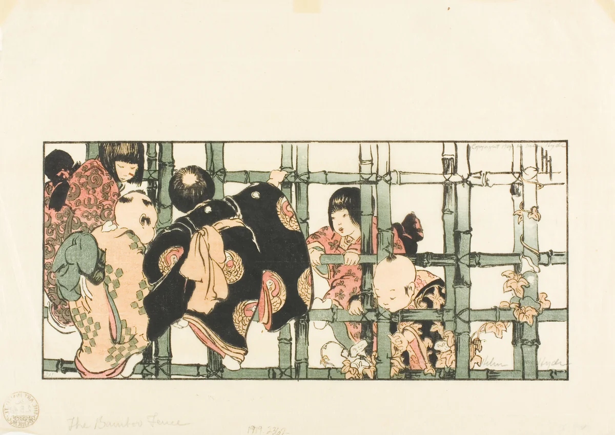 The Bamboo Fence by Helen Hyde, print, 1904