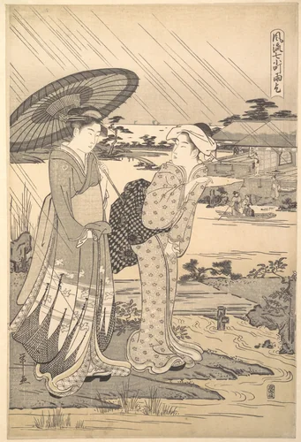 Ono no Komachi Praying for Rain by Chōbunsai Eishi (鳥文斎栄之), print, 1781-1801