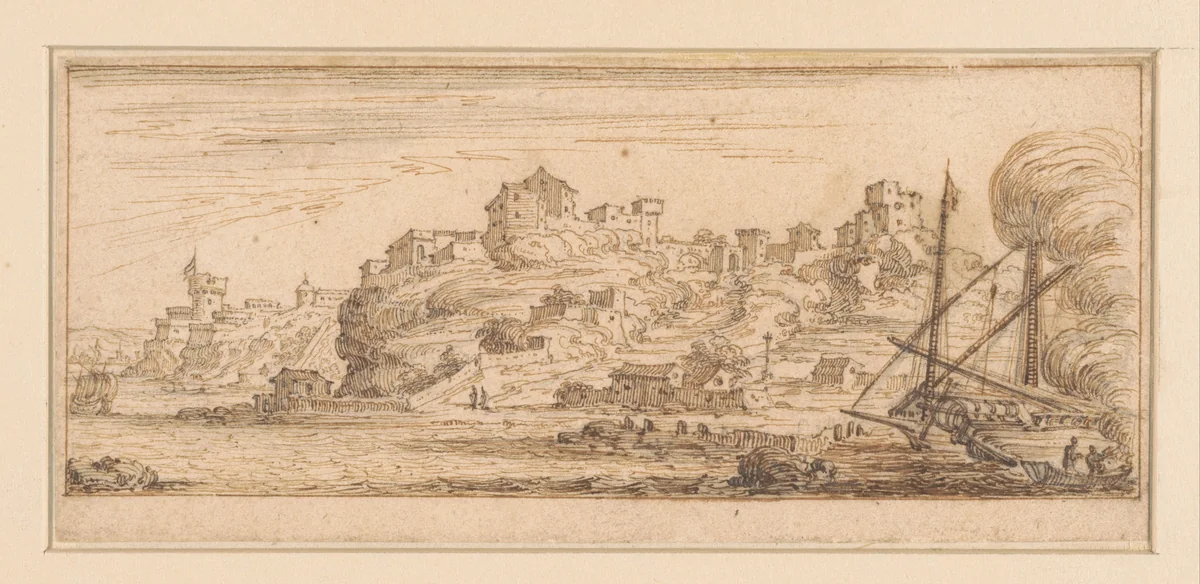Uitzicht op Milazzo by Israël Silvestre, drawing, 1636-1687