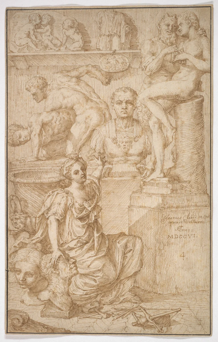 Allegory of Sculpture by Jan Claudius de Cock, drawing, 1704