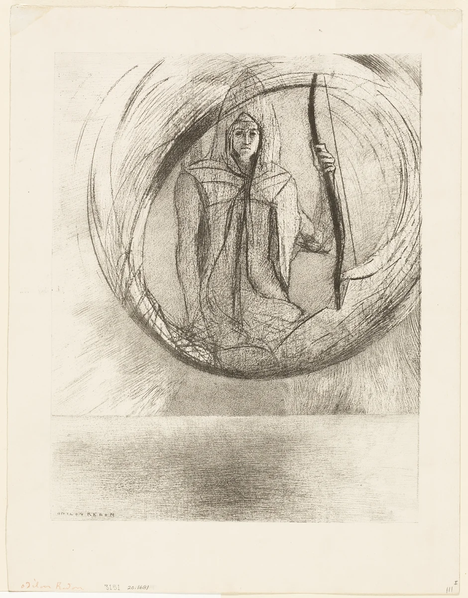And Beyond, the Astral Idol, the Apotheosis, plate 2 of 6 by Odilon Redon, print, 1891