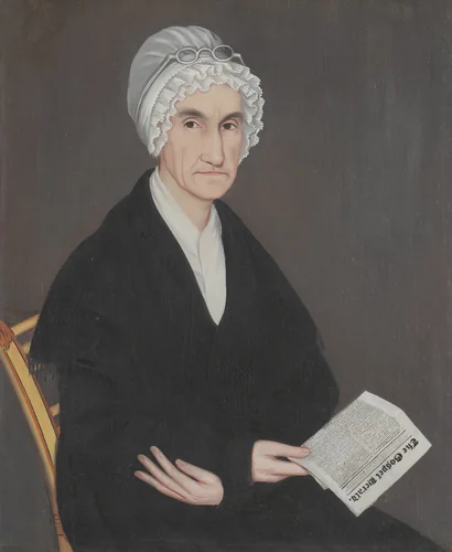 Mrs. Reuben Allerton (Lois Atherton) by Ammi Phillips, painting, 1821-1822