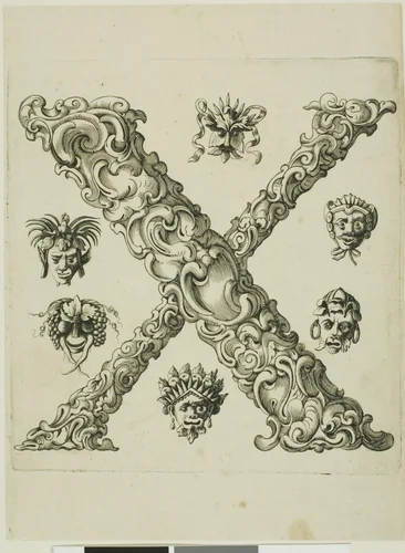Letter X by Peter Aubry, print, 1630