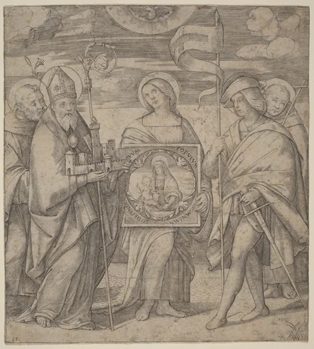 Patron Saints of Bologna by Jacopo Francia, print, 1515-1520