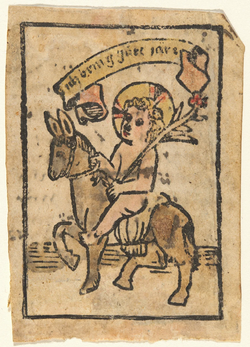 Christ Child on Donkey by German 15th Century, print, 1500