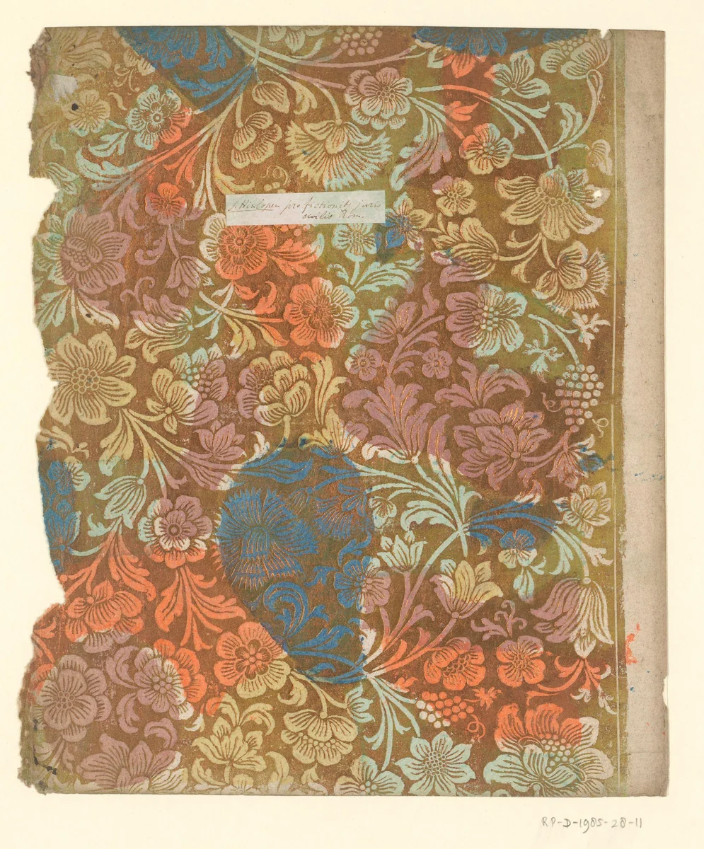 Blad met bloemen en vruchten by anonymous, other, 1700-1850