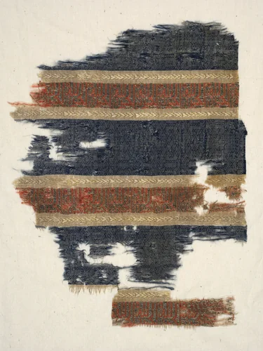 Silk fragment with decorated and inscribed bands, from the tomb of Don Felipe by Unknown, textile, 1200-1299