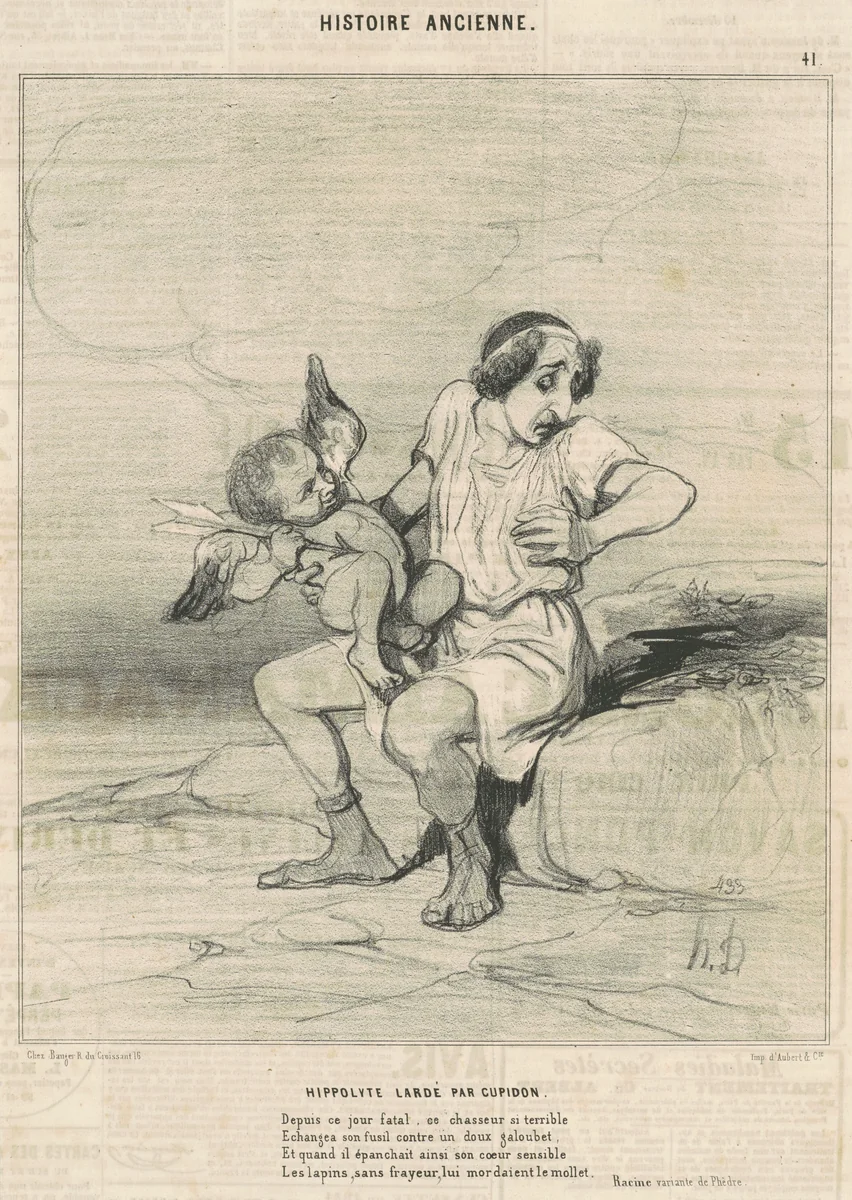 Hippolyte lardé par Cupidon by Honoré Daumier, print, 1842