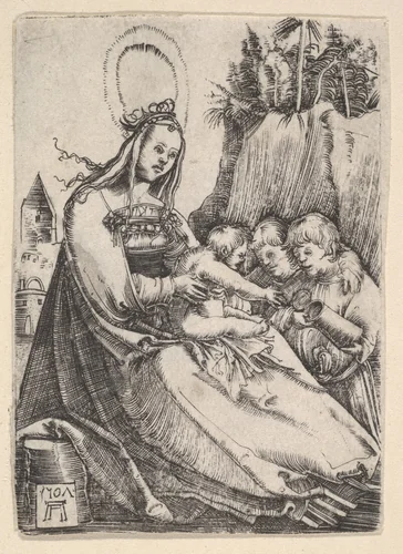 Virgin and Child with Two Boys by Albrecht Altdorfer, print, 1507