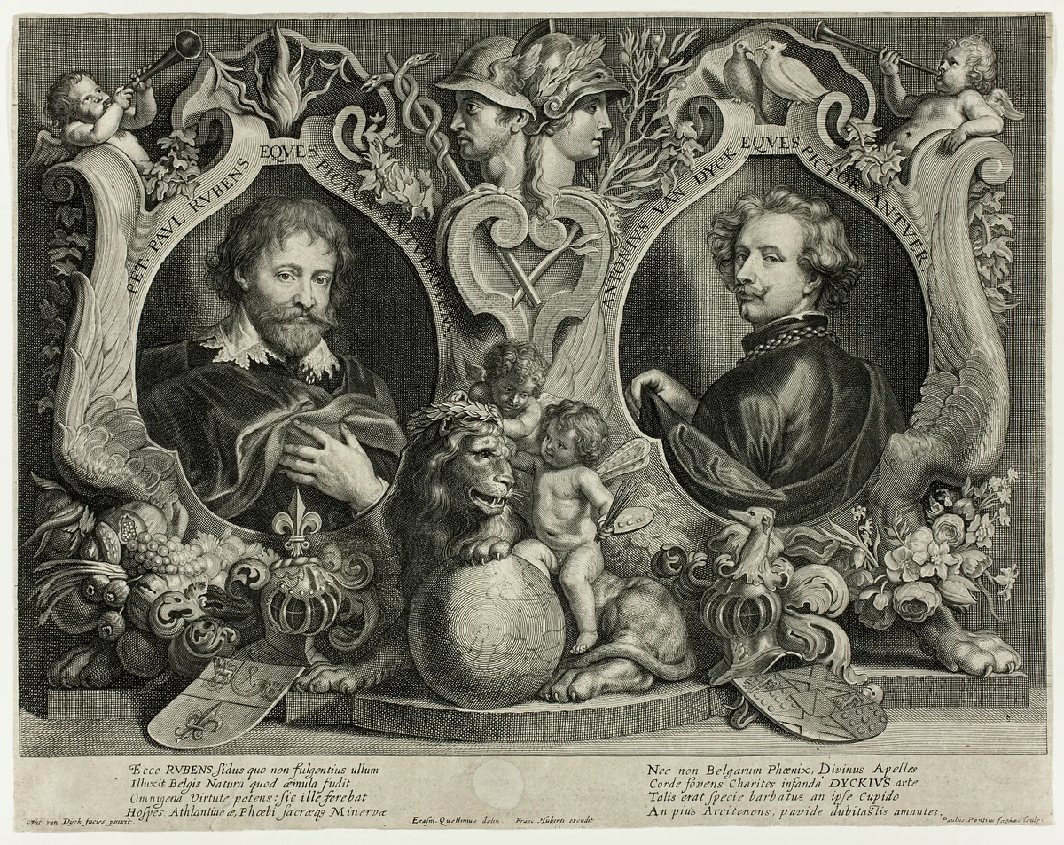 Double Portrait of Rubens and Van Dyck by Paulus Pontius, print, 1645-1658